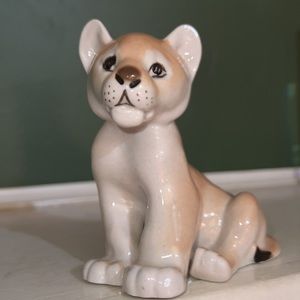Lion Cub Collectible Ceramic Figurine Vintage Wildlife